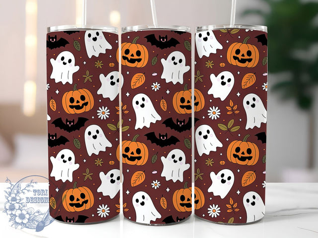 Fall Pumpkin Spice Ghost Tumbler, Pumpkin Spice Cup, Ghost Coffee Tumbler, 20Oz Tumbler Wrap, Autumn Halloween Drinkware, Sublimation Tumbler Design, Spooky Pumpkin Mug Sublimation ToriDesigns 