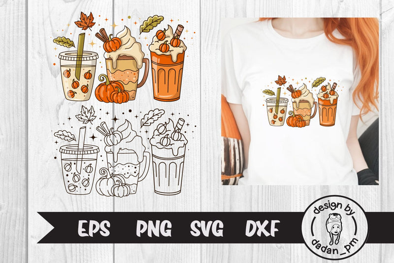 Fall Pumpkin Spice Latte, svg & sublimation - So Fontsy