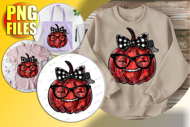 Fall Pumpkin Sublimation Clipart with Bow - Halloween Design Sublimation afrosvg 