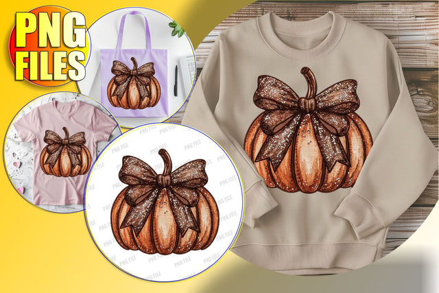 Fall Pumpkin Sublimation Design with Coquette Bow - PNG Sublimation afrosvg 