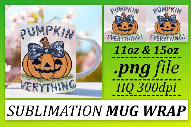 Fall Pumpkin Sublimation Wrap for 11oz/15oz Halloween Mug Sublimation afrosvg 