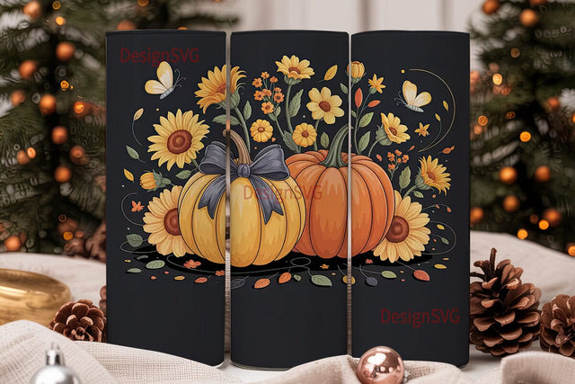 Fall Pumpkin & Sunflower 20oz Tumbler Sublimation DesignSVG 