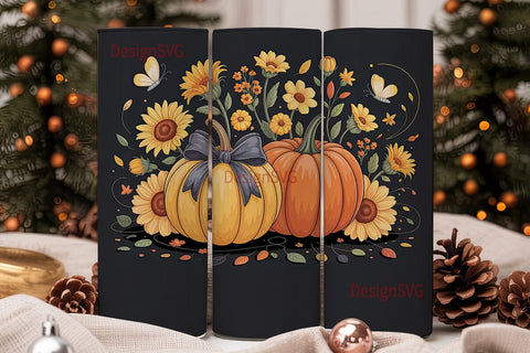 Fall Pumpkin & Sunflower 20oz Tumbler Sublimation DesignSVG 
