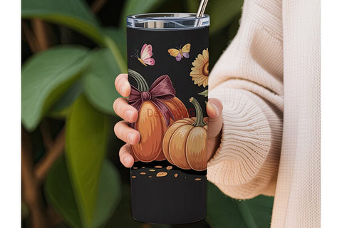Fall Pumpkin & Sunflower 20oz Tumbler Sublimation DesignSVG 