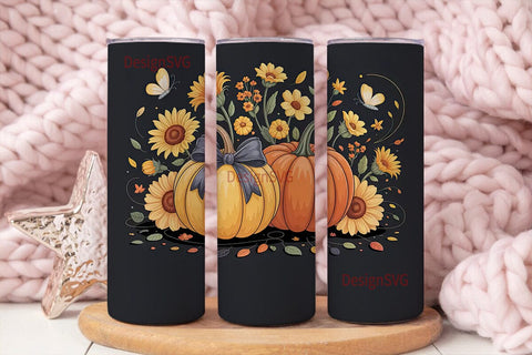 Fall Pumpkin & Sunflower 20oz Tumbler Sublimation DesignSVG 