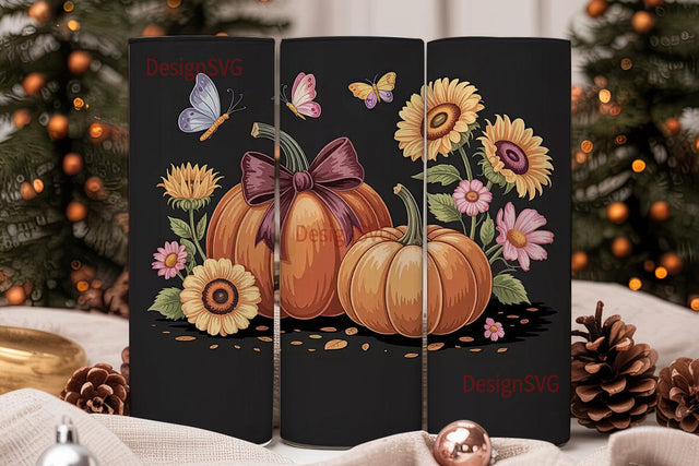 Fall Pumpkin & Sunflower 20oz Tumbler Sublimation DesignSVG 