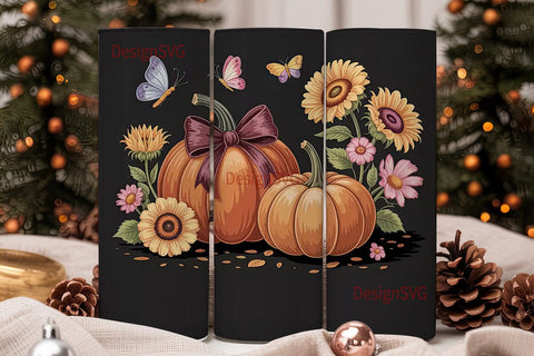 Fall Pumpkin & Sunflower 20oz Tumbler Sublimation DesignSVG 