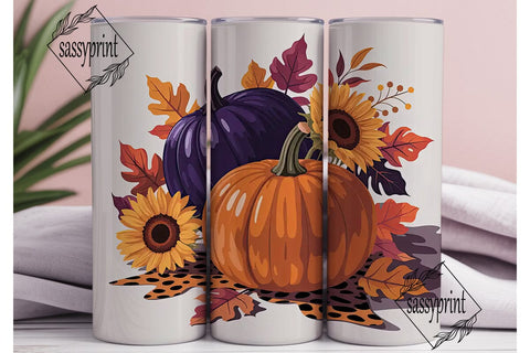 Fall Pumpkin Sunflower 20oz Tumbler Sublimation sassyprint 