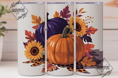 Fall Pumpkin Sunflower 20oz Tumbler Sublimation sassyprint 