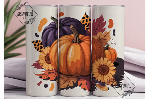 Fall Pumpkin Sunflower 20oz Tumbler Sublimation sassyprint 
