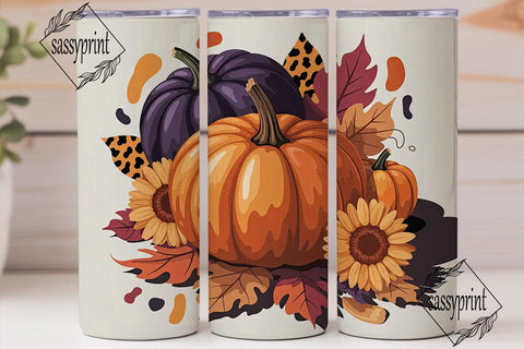 Fall Pumpkin Sunflower 20oz Tumbler Sublimation sassyprint 