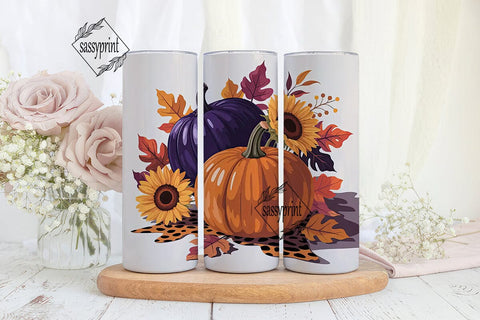 Fall Pumpkin Sunflower 20oz Tumbler Sublimation sassyprint 
