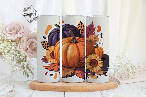 Fall Pumpkin Sunflower 20oz Tumbler Sublimation sassyprint 