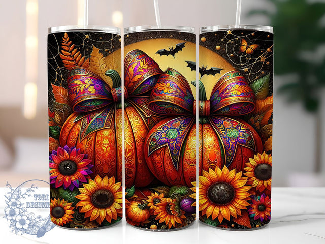 Fall Pumpkin Sunflower Harvest Tumbler, Sunflower Coffee Cup, Autumn Harvest Wrap, Pumpkin Sunflower Mug, 20Oz Tumbler Design, Fall Sublimation Cup, Rustic Autumn Drinkware Sublimation ToriDesigns 