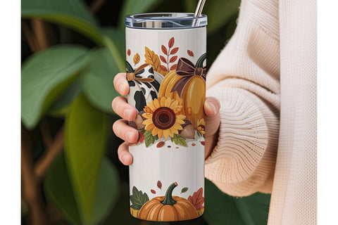 Fall Pumpkin Sunflower Tumbler Wrap Sublimation DesignSVG 