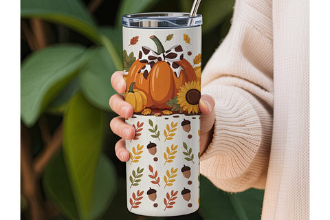 Fall Pumpkin Sunflower Tumbler Wrap Sublimation DesignSVG 