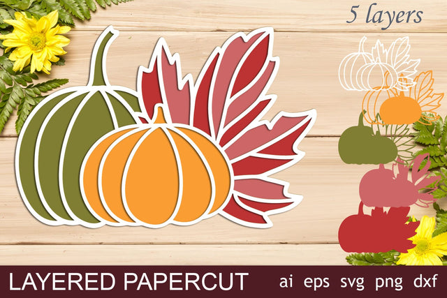 Fall pumpkin svg layered, 3d Thanksgiving svg, Autumn svg 3D Paper AnastasiyaArtDesign 