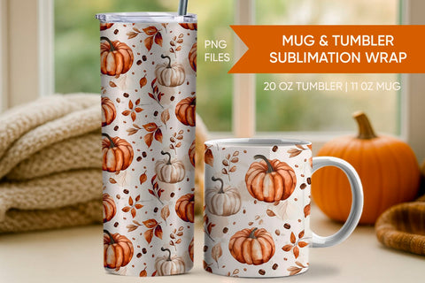 Fall Pumpkin Tumbler, Fall Mug Wrap, Farmhouse design Sublimation KMarinaDesign 