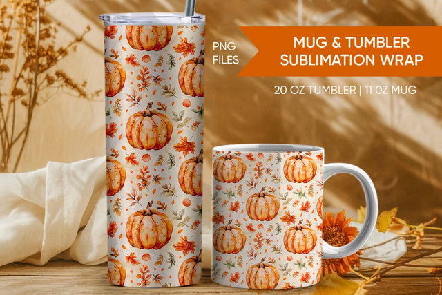 Fall Pumpkin Tumbler, Fall Pumpkin Mug Wrap, Fall Farmhouse Design Sublimation KMarinaDesign 