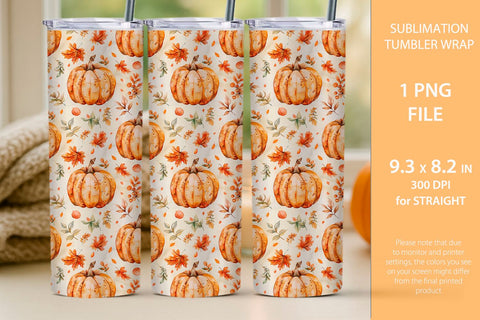 Fall Pumpkin Tumbler, Fall Pumpkin Mug Wrap, Fall Farmhouse Design Sublimation KMarinaDesign 