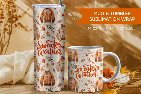 Fall Pumpkin Tumbler & Mug Wrap, Fall Farmhouse Sublimation KMarinaDesign 