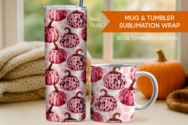 Fall Pumpkin Tumbler & Mug Wrap Sublimation KMarinaDesign 