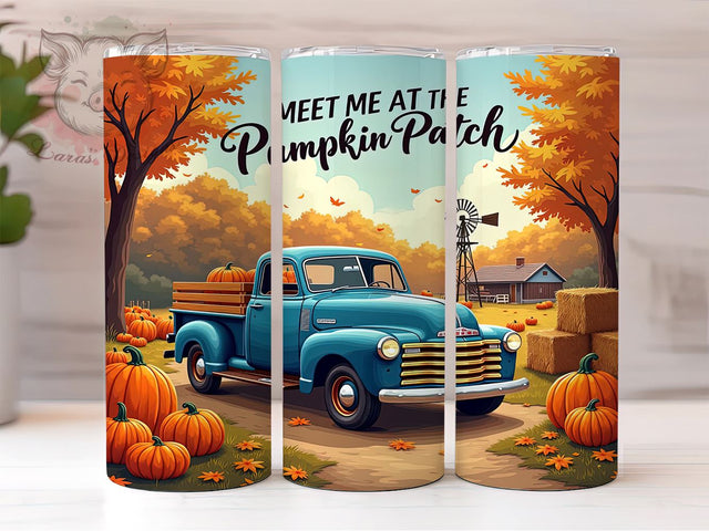 Fall Pumpkin Tumbler, Vintage Farm Design, Pumpkin Patch PNG, Autumn Sublimation, Harvest Decor, Seasonal Drinkware, Cute Fall Gift Sublimation Lara' s Designs 