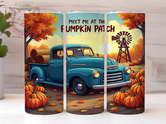 Fall Pumpkin Tumbler, Vintage Farm Design, Pumpkin Patch PNG, Autumn Sublimation, Harvest Decor, Seasonal Drinkware, Cute Fall Gift Sublimation Lara' s Designs 