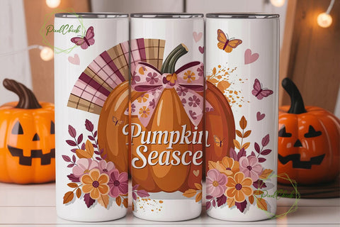 Fall Pumpkin Tumbler Wrap PNG Sublimation PixelChick 