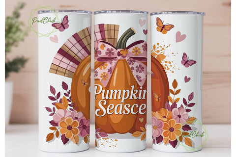 Fall Pumpkin Tumbler Wrap PNG Sublimation PixelChick 