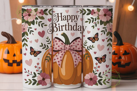 Fall Pumpkin Tumbler Wrap PNG Sublimation PixelChick 