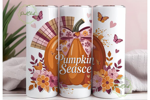 Fall Pumpkin Tumbler Wrap PNG Sublimation PixelChick 