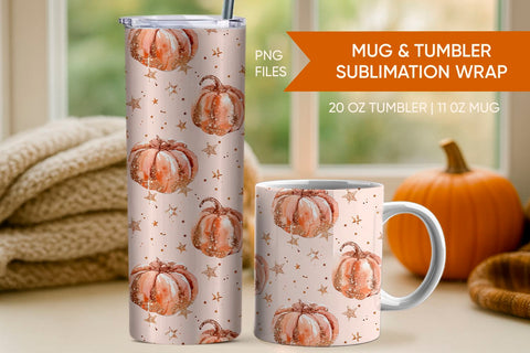 Fall Pumpkin tumbler wrap, pumpkin mug wrap Sublimation KMarinaDesign 