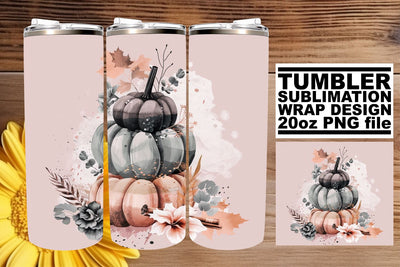 Fall Pumpkin Tumbler Wrap Watercolor 20oz Sublimation afrosvg 