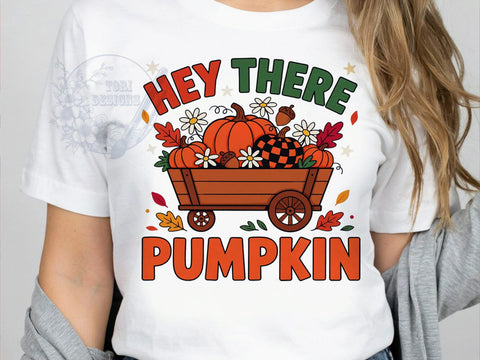 Fall Pumpkin Wagon T-Shirt PNG, Rustic Wagon, Autumn Leaves, Checkered Pumpkins, Sublimation PNG, Harvest Season, Cozy Fall Sublimation ToriDesigns 
