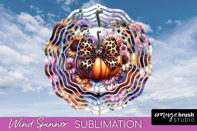 Fall Pumpkin Wind Spinner - Fall Coquette Sublimation Design Sublimation OrangeBrushStudio 