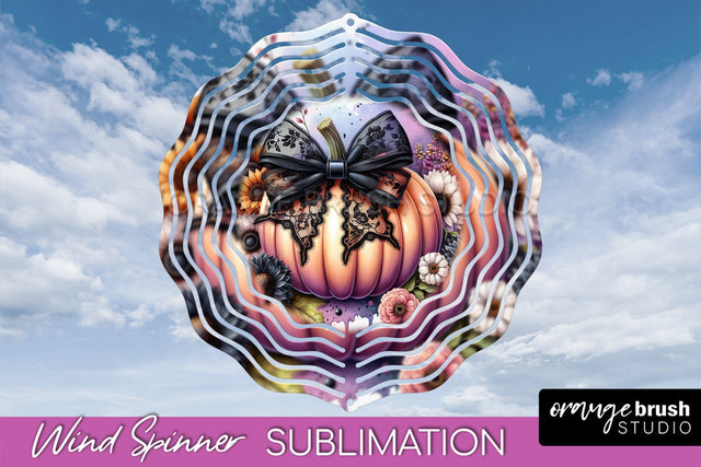Fall Pumpkin Wind Spinner - Fall Coquette Sublimation Design Sublimation OrangeBrushStudio 