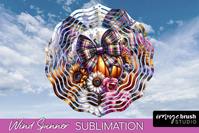 Fall Pumpkin Wind Spinner - Fall Coquette Sublimation Design Sublimation OrangeBrushStudio 