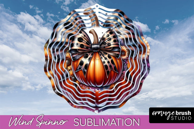 Fall Pumpkin Wind Spinner - Fall Coquette Sublimation Design Sublimation OrangeBrushStudio 