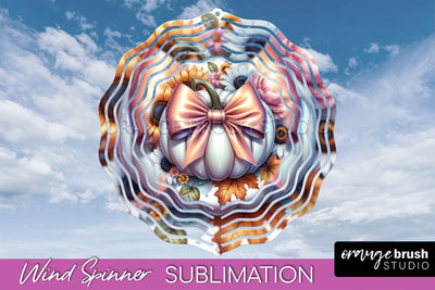 Fall Pumpkin Wind Spinner - Fall Coquette Sublimation Design Sublimation OrangeBrushStudio 