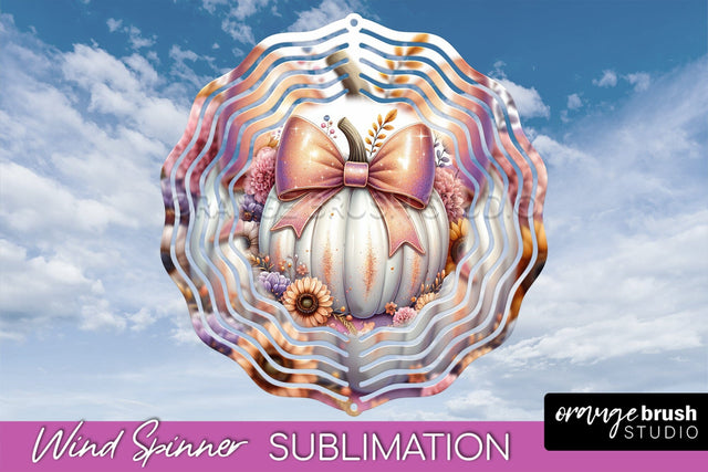Fall Pumpkin Wind Spinner - Fall Coquette Sublimation Design Sublimation OrangeBrushStudio 