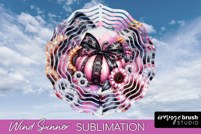 Fall Pumpkin Wind Spinner - Fall Coquette Sublimation Design Sublimation OrangeBrushStudio 