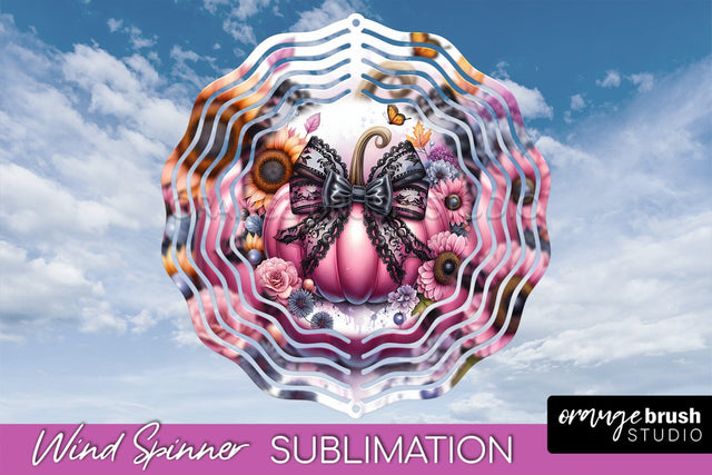 Fall Pumpkin Wind Spinner - Fall Coquette Sublimation Design Sublimation OrangeBrushStudio 