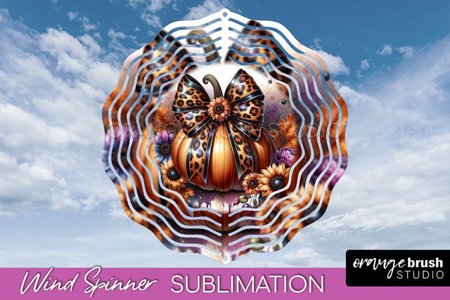Fall Pumpkin Wind Spinner - Fall Coquette Sublimation Design Sublimation OrangeBrushStudio 