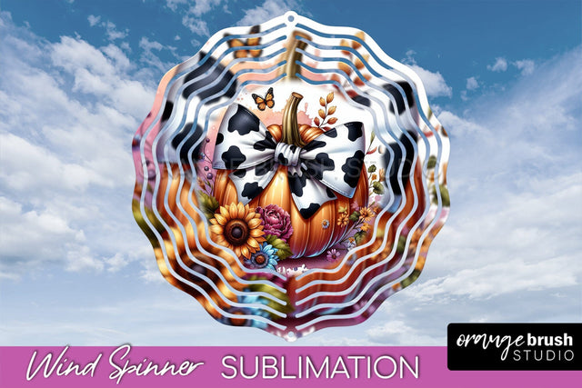 Fall Pumpkin Wind Spinner - Fall Coquette Sublimation Design Sublimation OrangeBrushStudio 