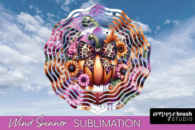 Fall Pumpkin Wind Spinner - Fall Coquette Sublimation Design Sublimation OrangeBrushStudio 