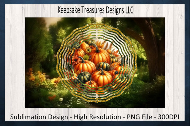 Fall Pumpkin Windspinner, Sublimation PNG, Autumn Patio Windspinner, Digital Download, PNG Printable Sublimation Keepsake Treasures Designs LLC. 