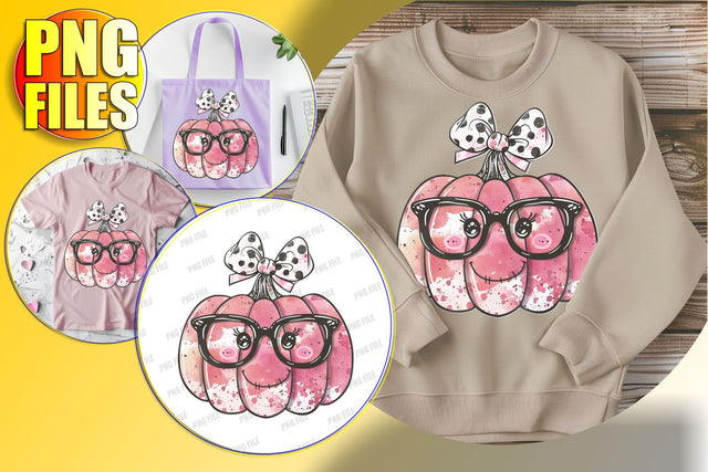 Fall Pumpkin with Bow Design for Sublimation - Coquette Bow Sublimation afrosvg 