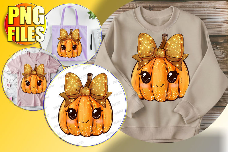 Fall Pumpkin with Coquette Bow Sublimation Design - PNG Sublimation afrosvg 