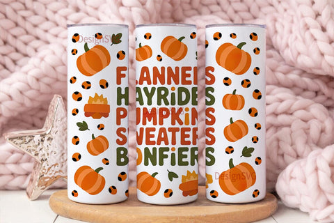 Fall Pumpkins & Leopard 20oz Tumbler Sublimation DesignSVG 